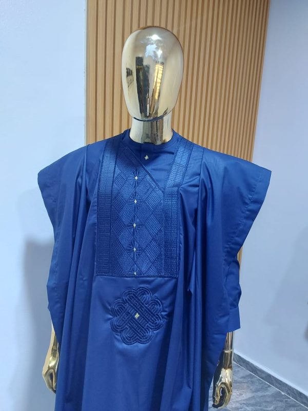 Navy blue agbada with navy blue and touch of gold embroidery