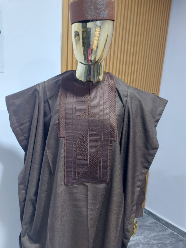 Brown kaftan with matching embroidery