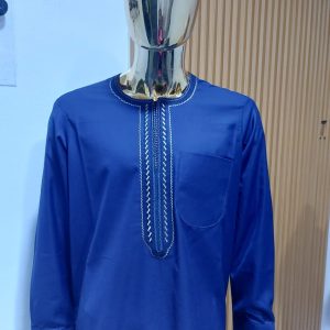 Navy blue kaftan with navy blue and gold embroidery