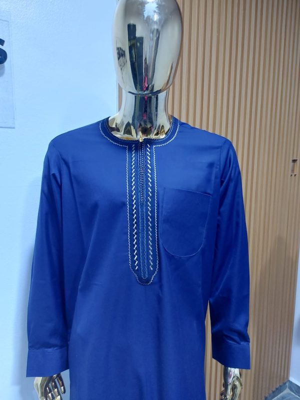 Navy blue kaftan with navy blue and gold embroidery